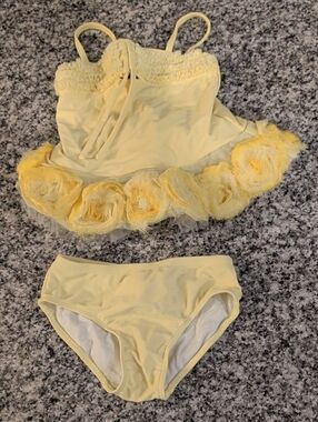 Isobella & Chloe Yellow Ruffle Floral Tankini Set - Girls